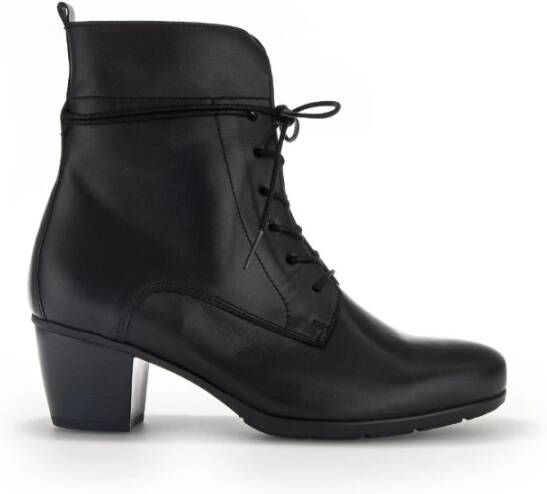 Gabor Zwarte Leren Veterschoenen Black Dames