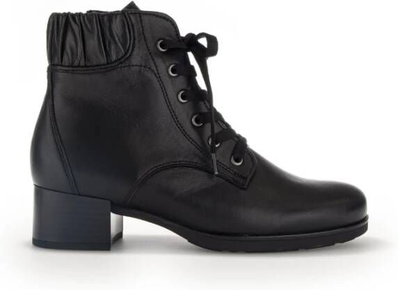 Gabor Zwarte Leren Veterschoenen Black Dames