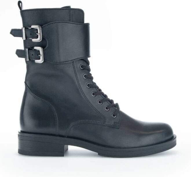 Gabor Zwarte Leren Veterschoenen Black Dames