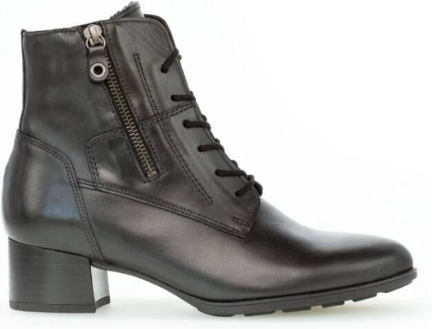 Gabor Zwarte Leren Veterschoenen Black Dames