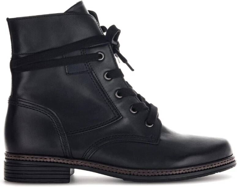 Gabor Zwarte Leren Veterschoenen Black Dames