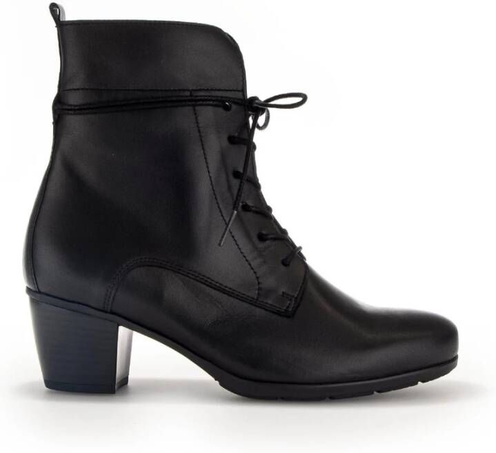 Gabor Zwarte Leren Veterschoenen Black Dames