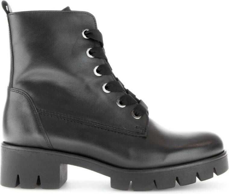 Gabor Zwarte leren veterschoenen Black Dames