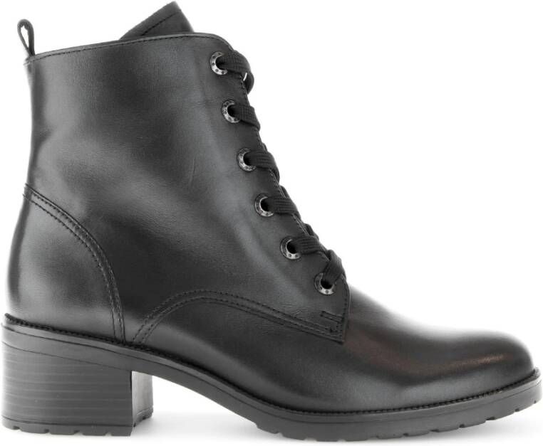 Gabor Zwarte leren veterschoenen Black Dames