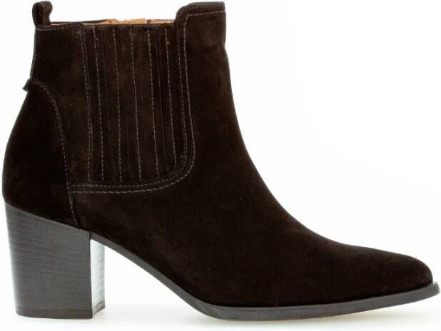 Gabor Zwarte Nubuck Enkellaarzen Black Dames