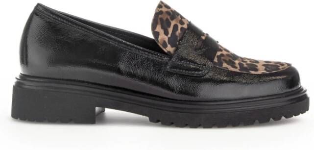 Gabor Zwarte Patent Print Loafers Black Dames
