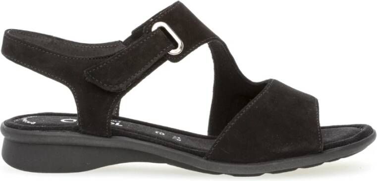 Gabor Zwarte Sandalen Comfortabele Ronde Zool Velcro Black Dames