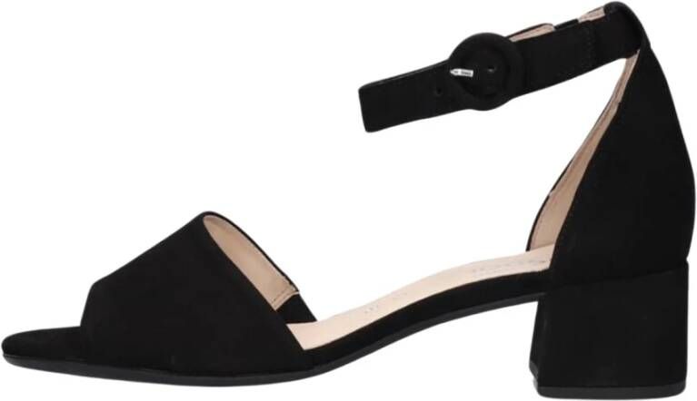 Gabor Zwarte Suède Comfort Sandalen met Enkelband Black Dames