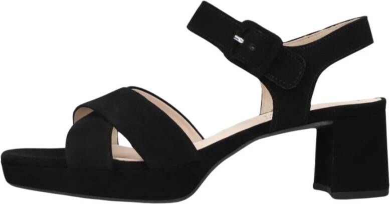 Gabor Zwarte Suède Gekruiste Band Sandalen Black Dames