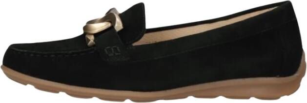 Gabor Zwarte Suède Loafers met Gouden Detail Black Dames