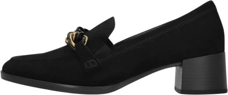 Gabor Zwarte Suède Loafers met Kettingdetail Black Dames