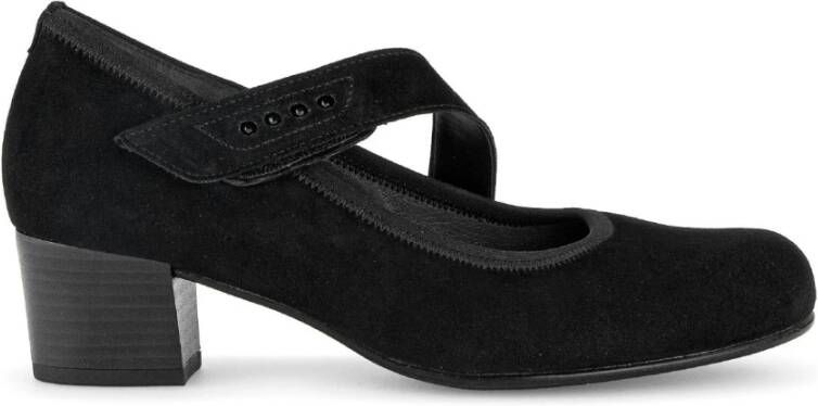 Gabor Zwarte Velours Klassieke Trotteur Schoenen Black Dames