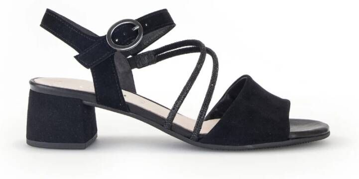 Gabor Zwarte Velours Leren Sandalen Black Dames