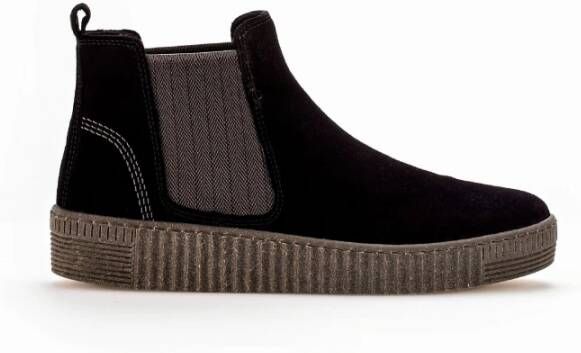 Gabor Zwarte Velvet Chelsea Boot Black Dames