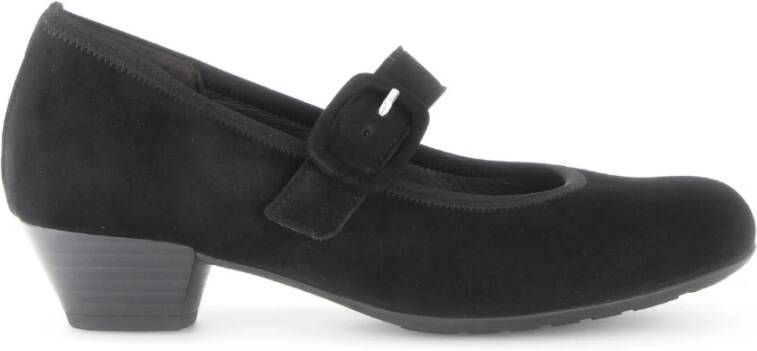 Gabor Zwarte Velvet Klassieke Trotteur Schoenen Black Dames