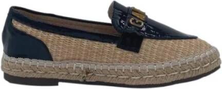 Gaëlle Paris Raffia Espadrilles met Krokodileffect en Gouden Logo Black Dames