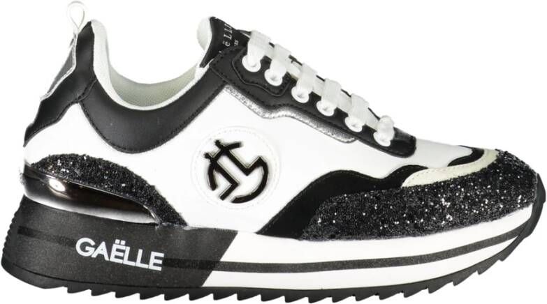 Gaëlle Paris Sportieve Veterschoenen Zwart Contrast Logo Black Dames