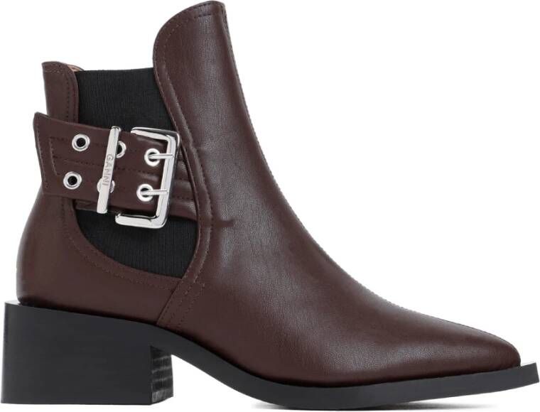 Ganni Chocolade Gesp Chelsea Boot Brown Dames