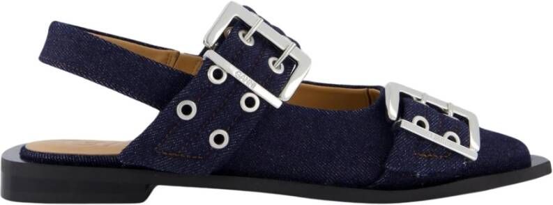 Ganni Chunky Buckle Ballerina Auberg Blue Dames