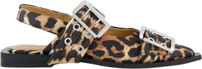 Ganni Chunky Buckle Ballerina Schoenen Brown Dames