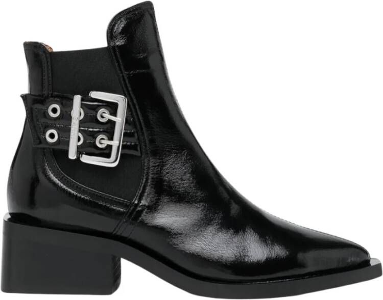 Ganni Chunky Buckle Chelsea Boot Black Dames