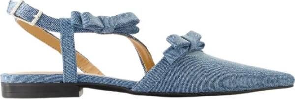 Ganni Denim Bow Ballet Flats Blue Dames