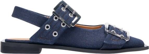 Ganni Denim Gesp Ballerina Flats Blue Dames