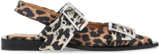 Ganni Dierenprint Slingback Ballerina's Brown Dames