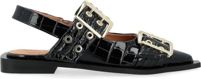 Ganni Elegante gesp krokostijl Black Dames