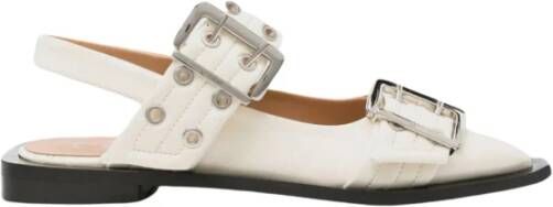 Ganni Feminine Buckle Ballerina Schoenen White Dames