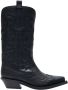 Ganni Zwarte Geborduurde Western Mid-Calf Laarzen Black Dames - Thumbnail 3