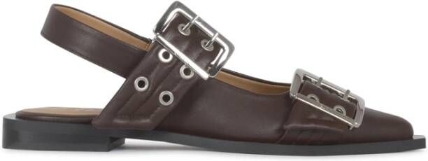 Ganni Gesp Ballerina Sandalen Brown Dames