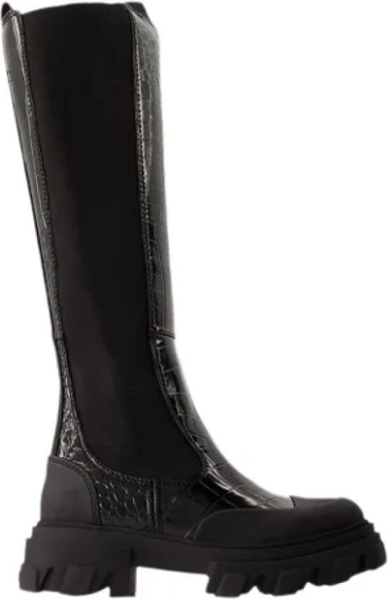 Ganni Leather boots Black Dames