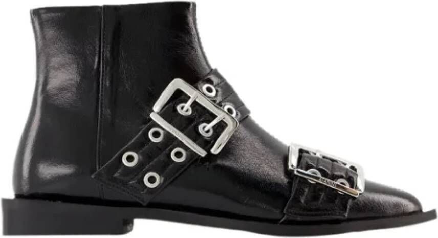 Ganni Leather boots Black Dames