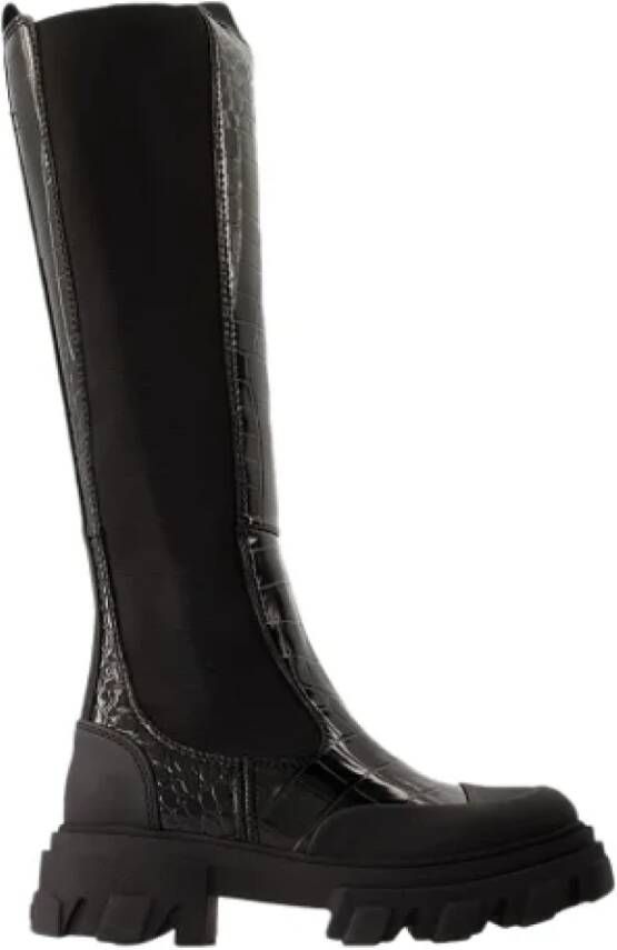 Ganni Leather boots Black Dames