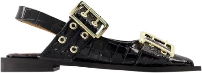 Ganni Leather flats Black Dames