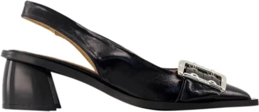 Ganni Leather flats Black Dames