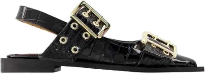 Ganni Leather flats Black Dames