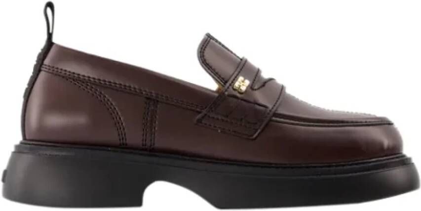 Ganni Leather flats Brown Dames