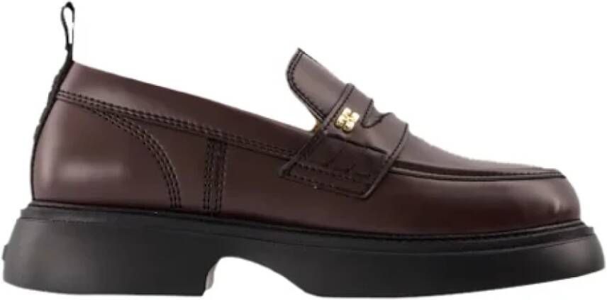 Ganni Leather flats Brown Dames