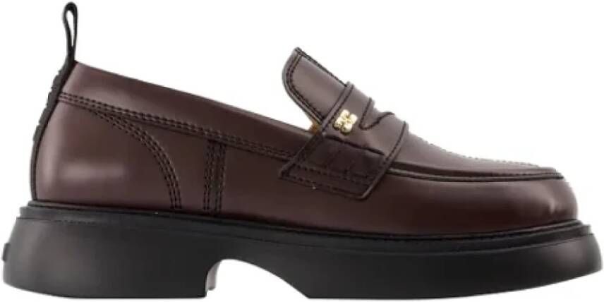 Ganni Leather flats Brown Dames