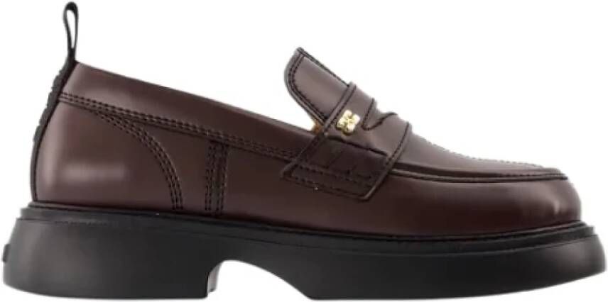 Ganni Leather flats Brown Dames