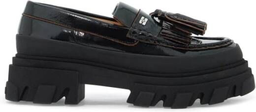 Ganni leren loafers met kwastjes Black Dames