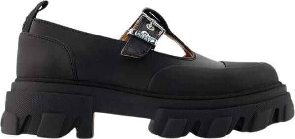 Ganni Leren Mary-Jane Schoenen Black Dames