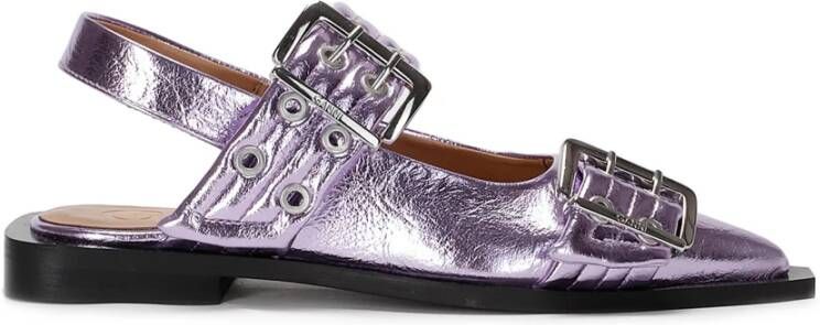 Ganni Lavendel Slingback Ballet Flat met Gespen Purple Dames