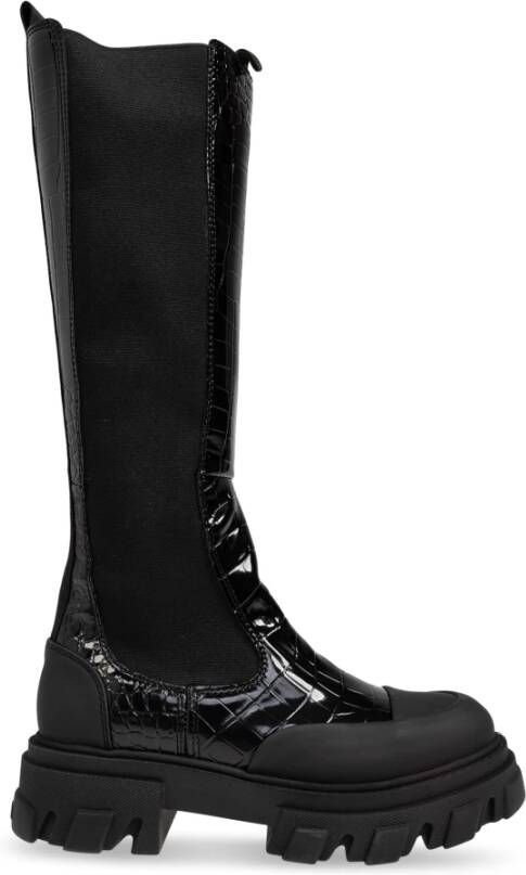 Ganni Zwarte Chelsea Boots met Profielzool Black Dames