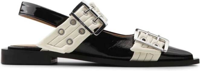 Ganni Chunky Buckle Ballerina Schoenen Black Dames