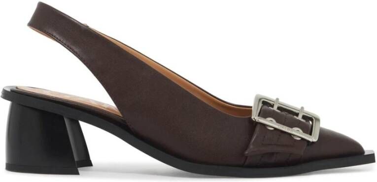 Ganni Puntige Slingback Decolleté met Unieke Hak Brown Dames