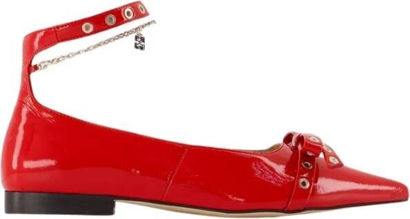 Ganni Rode Synthetische Juweel Ballerina Eyelets Red Dames