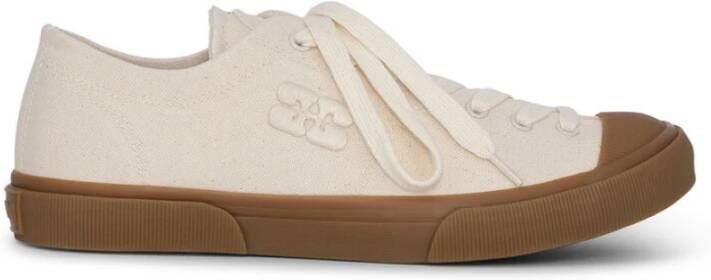 Ganni Sneakers met logo Beige Dames